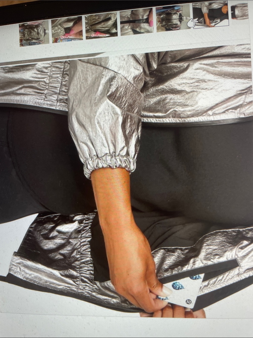 Lululemon* Barrys stronger as one Metallic Silver hooded Windbreaker coat - Picture 4 of 13